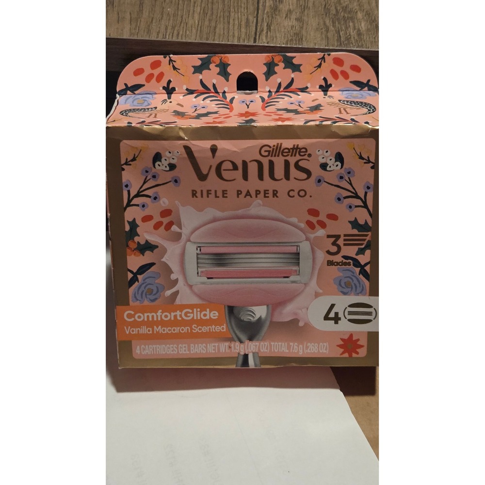 Gillette Venus Rifle Paper Co ComfortGlide Vanilla Macaron Razor Refills 4ct